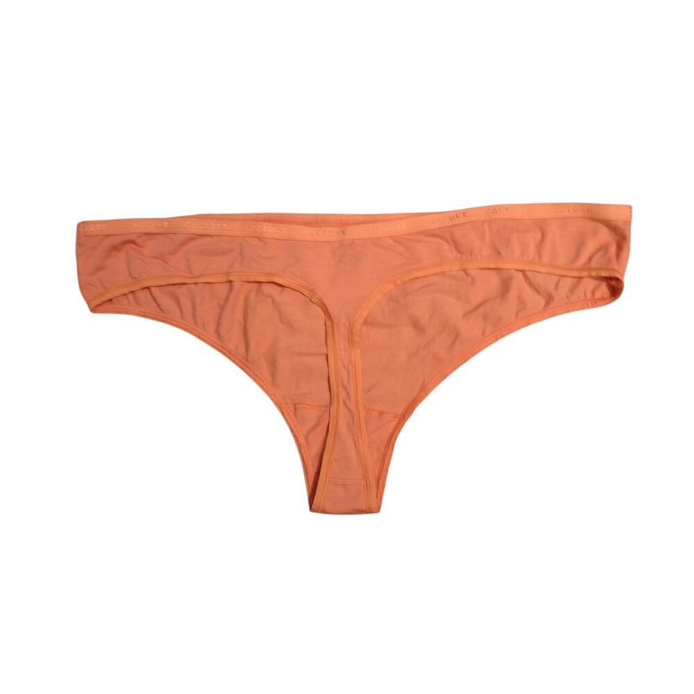 Lane Bryant Cacique Cotton Thong Panty Solid Tangerine Orange Womens 26/28
